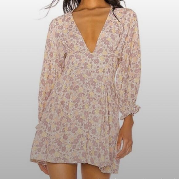 Faithfull The Brand Palmaro Mini Dress in Pink Floral - Picture 1 of 7